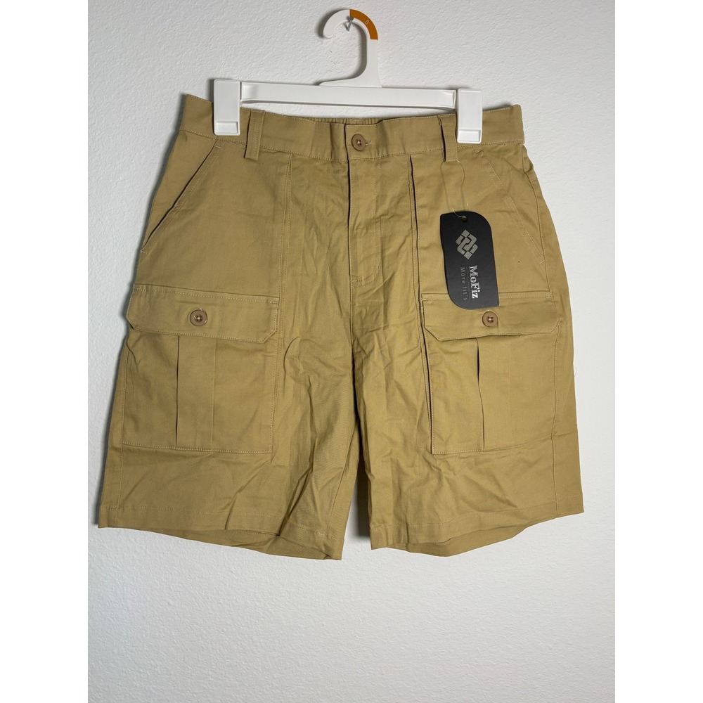 MoFiz Mens Cargo‎ Shorts Khaki Tan Cotton Blend Multi Pocket Size Medium NWT